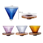 دریپر V60 شیشه رنگی با پایه چوبی طرح کالیتا - تصویر 3